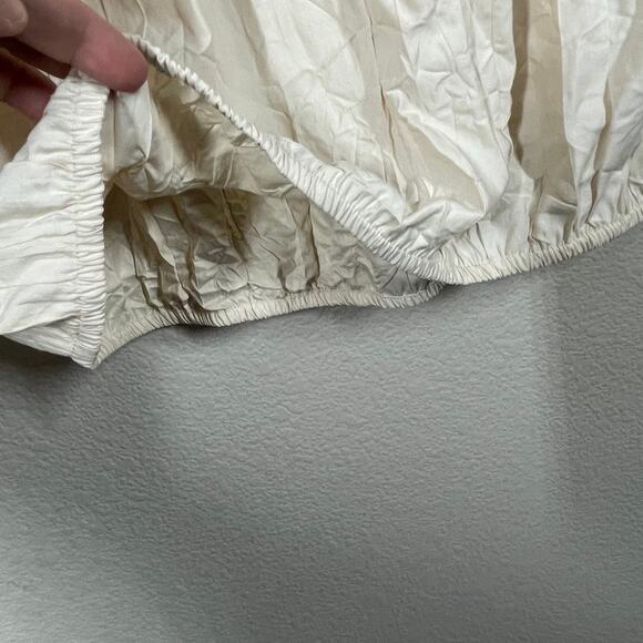 Bitte Kai Rand Small Senmei Crinkle Midi Skirt Beige Cotton Blend Elastic Waist - Picture 4 of 12